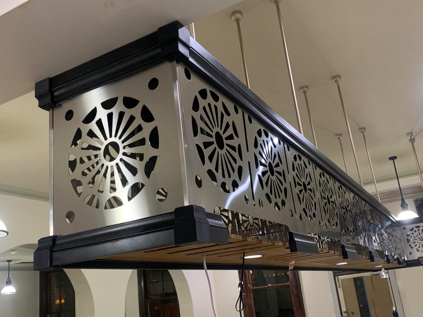 End detail of stainless steel canopy